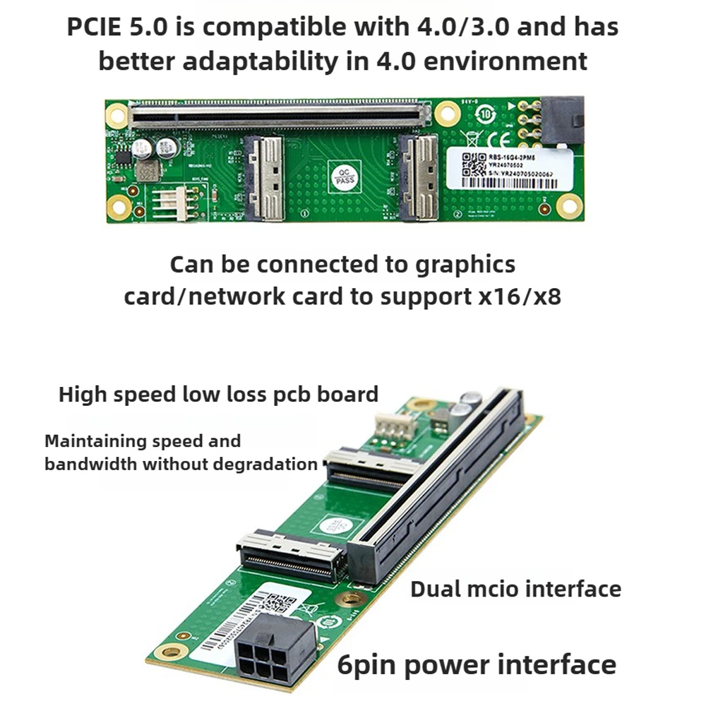 ADT-Link PCIe 5.0 X16 To MCIO  - Pcie 5.0 Gpu Riser Cable ulasan dan harga