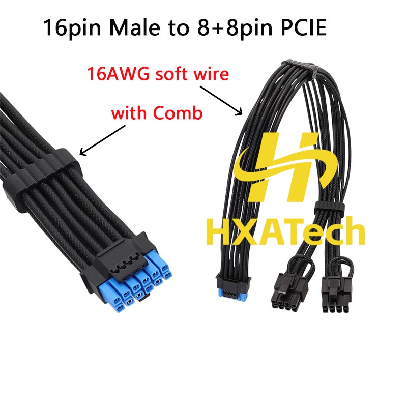 HXATech-Colorful 12VHPWR to Du - Dual 8Pin To 16Pin 12Vhpwr Cable ulasan dan harga