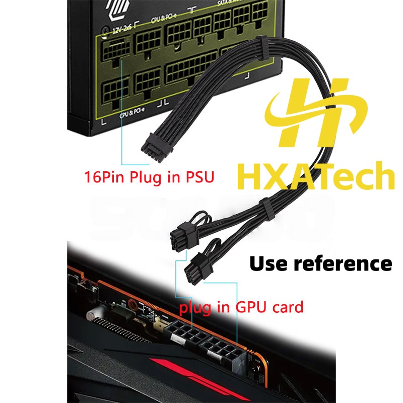 HXATech-Colorful 12VHPWR to Du - Dual 8Pin To 16Pin 12Vhpwr Cable ulasan dan harga