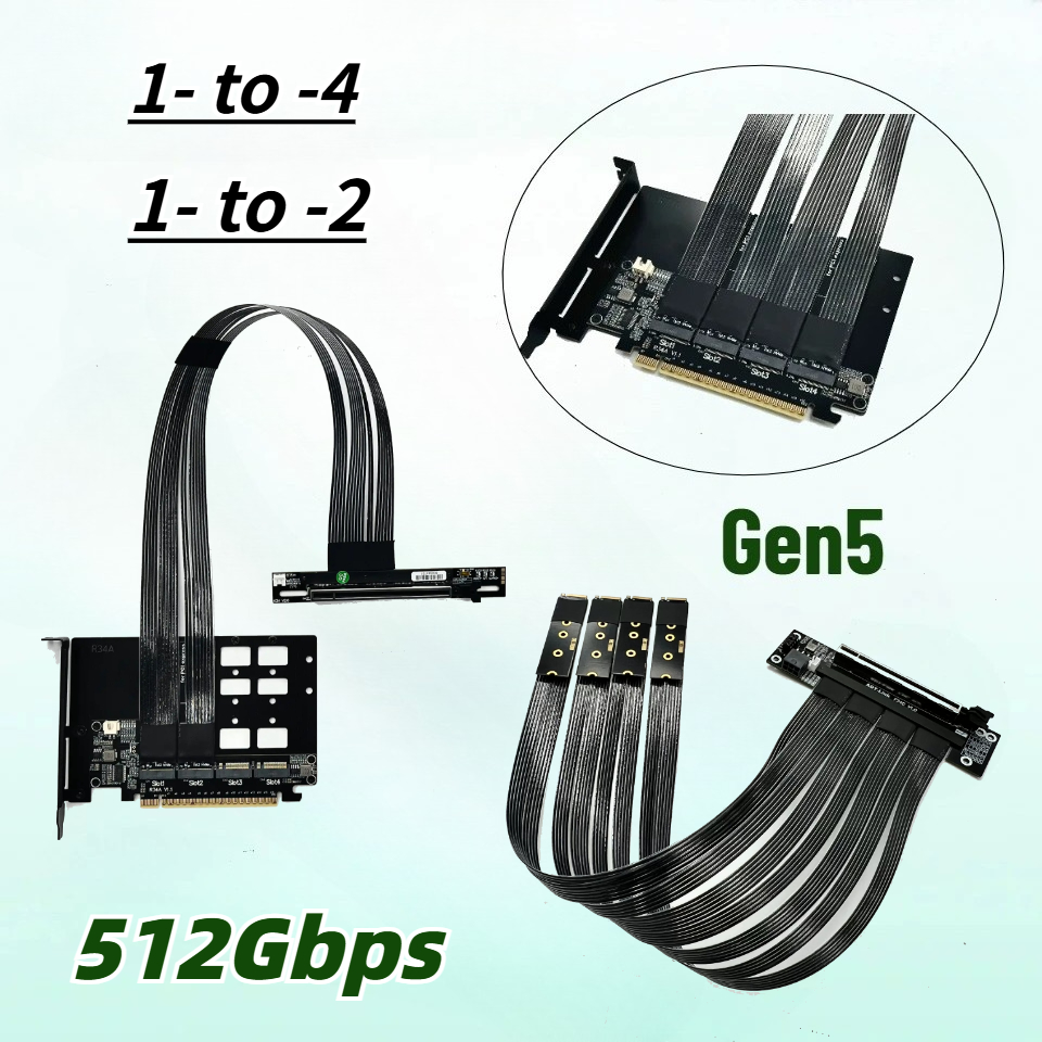 PCIe 5.0 X16 4*M.2 NVMe To X8  - Pcie 5.0 Gpu Riser Cable ulasan dan harga